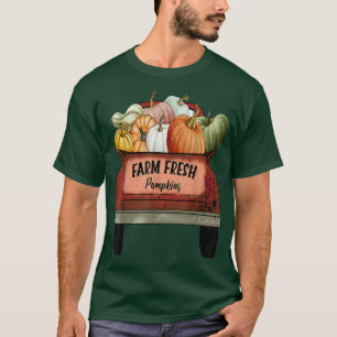 T-shirt Vintage Ferme Fresque Citrouilles Camion Automne F