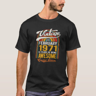 T-shirt Vintage février 1971 Limited Edition - Retro 51St