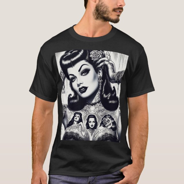 T-shirt Vintage fille Goth tatouée (Devant)