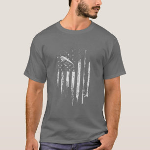 T-shirt Vintage Fishing American Flag Fête des pères Cadea