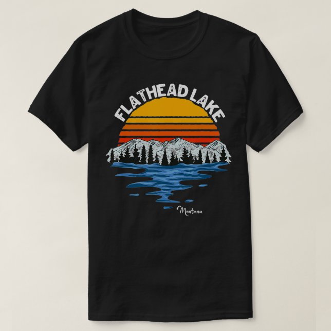 T-shirt Vintage Flathead Lake Montana Vacances Souvenir (Design devant)