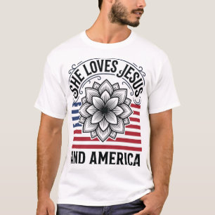T-Shirt Vintage Fleur Chrétien Patriotique