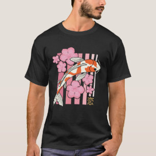 T-shirt Vintage Fleur de Sakura Poisson Koi Fleur Japonais