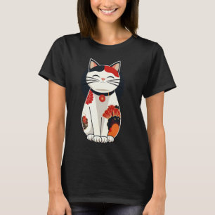 T-shirt Vintage Floral Kitten Lover Japonais Art Cute Chat