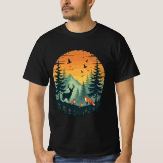 T-shirt vintage forêt faune arbres Nature
