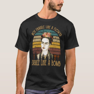 T-shirt Vintage Fragile Comme Une Fleur Frida Kahlo Women&