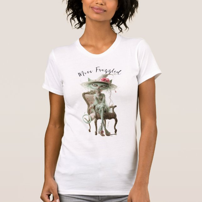 T-shirt Vintage Frazzed Fury Sage Green Chat (Devant)