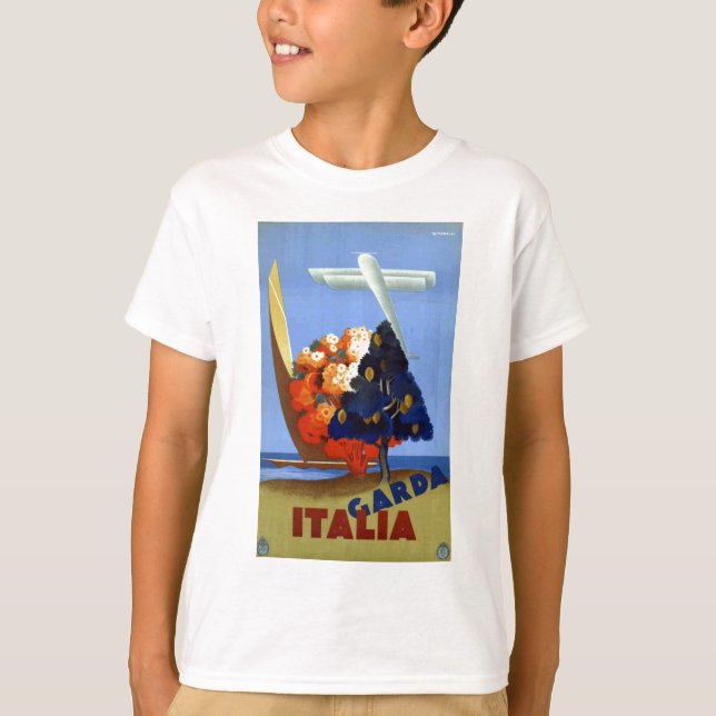 T-shirt Vintage Garda Italie Europe Air Travel (Devant)