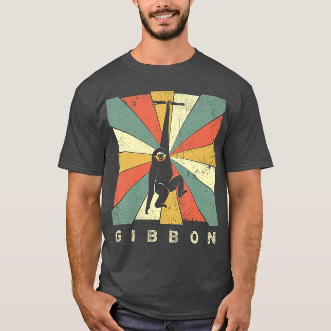 T-shirt Vintage Gibbon Lover Retro Style Animal (Devant)