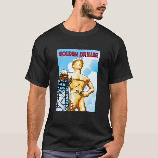 T-shirt Vintage Golden Driller Tulsa Oklahoma Statue (Devant)