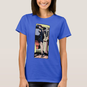 T-shirt Vintage Gorgeous Glamor Girl Taxi Cabine Retro Pin