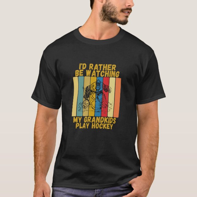 T-shirt Vintage Grandparents Rather Watch Grandkids Hockey (Devant)