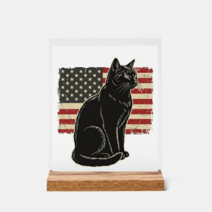 T-Shirt Vintage Graphique Chat Patriotique Drapeau