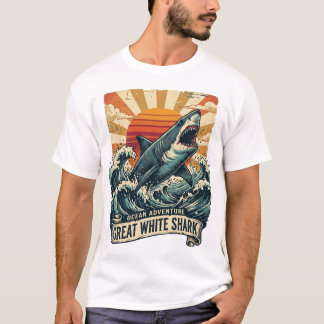 T-shirt Vintage Great White Shark - Ocean Adventure T-Shir