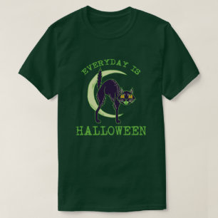 T-shirt Vintage Green Halloween Cat-Everyday is Halloween