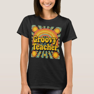 T-shirt Vintage Groovy Teacher Tee Fun Back to School