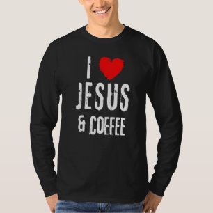T-shirt Vintage Grunge I Love Jesus & Coffee Christian