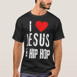 T-shirt Vintage Grunge I Love JÉSUS Et HIP HOP, Christian