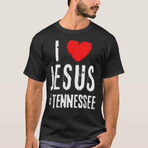 T-shirt Vintage Grunge I Love JESUS Et Tennessee, Christi