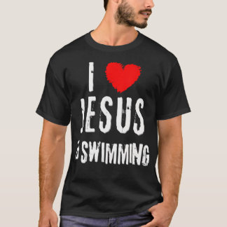 T-shirt Vintage Grunge I Love Jésus Nager chrétien
