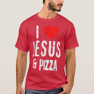 T-shirt Vintage Grunge I Love Jesus & Pizza, Christian 344