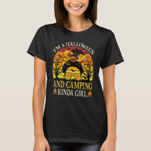 T-shirt Vintage Halloween Camping Reine D'Halloween Messy
