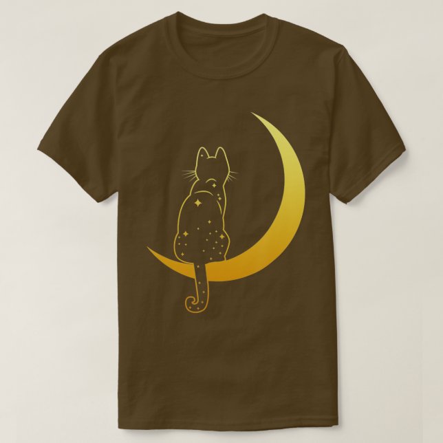 T-shirt Vintage Halloween Chat noir costume Lune (Design devant)