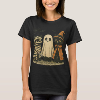 T-shirt vintage Halloween Chat Noir Trio | Cute Mu