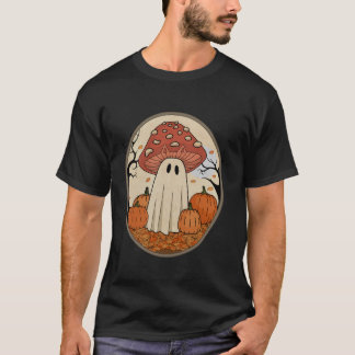 T-shirt Vintage Halloween Ghost Chat Champagne Longues Man