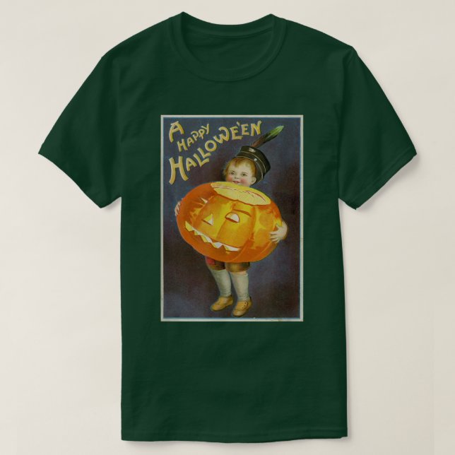 T-shirt Vintage Halloween Jacko'lantern & Child  (Design devant)
