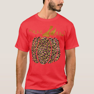T-shirt Vintage Halloween Leopard Pumkin Autumn Thanksgiv