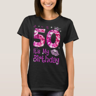 T-shirt Vintage Happy 50 C'est mon anniversaire Lèvres de