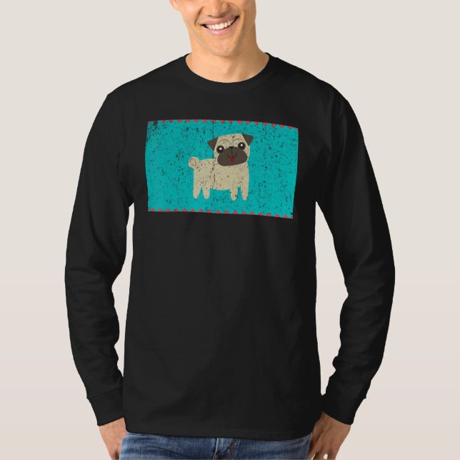T-shirt Vintage Happy Pug Face Mask (Devant)