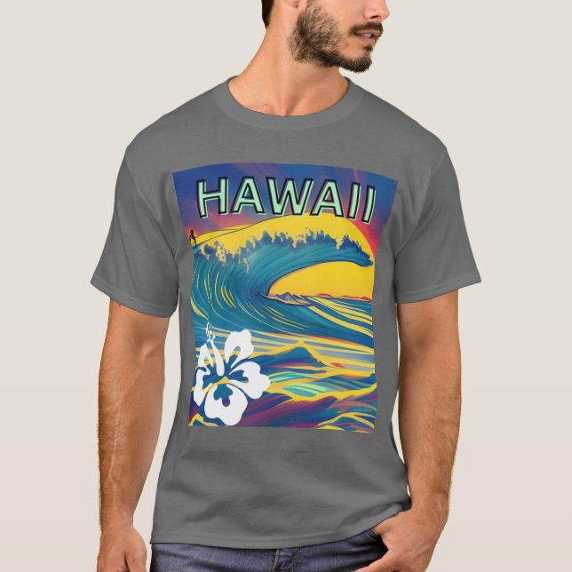 T-SHIRT VINTAGE HAWAII SURFING LABEL 5 (Devant)