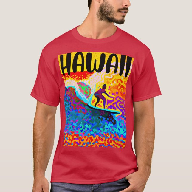 T-SHIRT VINTAGE HAWAII SURFING LABEL 7 (Devant)