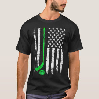 T-shirt Vintage Hockey St Patricks Day American Flag