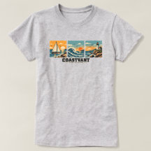 T-Shirt Vintage Homme Vagues de l'Océan Côtier - C
