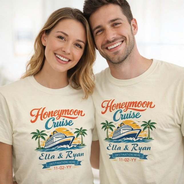 T-shirt Vintage Honeymoon Cruise Personalized Couple’s (Créateur téléchargé)