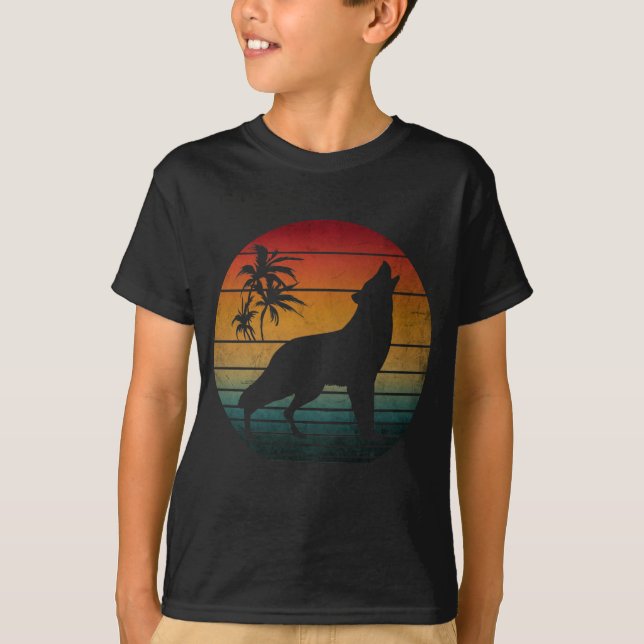 T-Shirt vintage hurlement de loup (Devant)