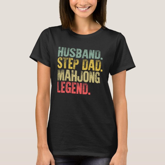 T-shirt Vintage  Husband Step Dad Mahjong Legend (Devant)