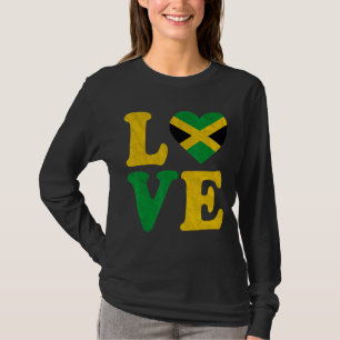 T-shirt Vintage I Love Jamaïque Drapeau Coeur Jamaïcain Ra