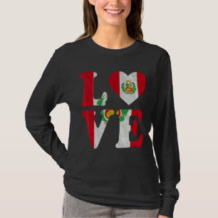 T-shirt Vintage I Love Pérou Drapeau Coeur des racines pér