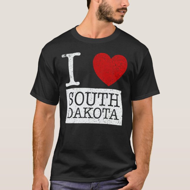 T-shirt Vintage I Love South Dakota (Devant)