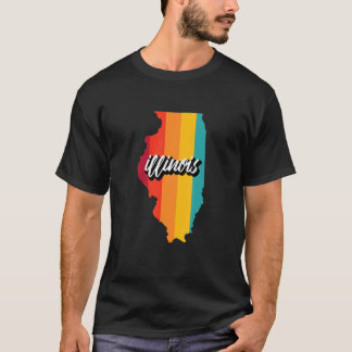 T-shirt Vintage Illinois Retro 70s Stripes Illinois Us Sta