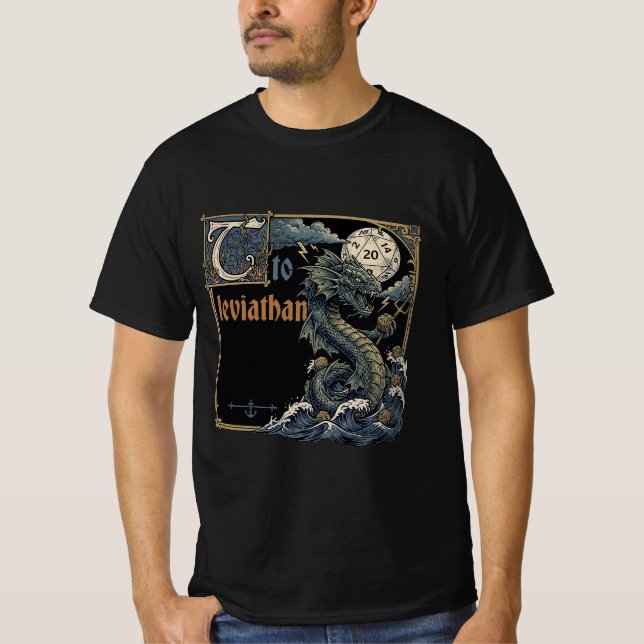 T-shirt Vintage Illuminated Manuscript Leviathan DND (Devant)