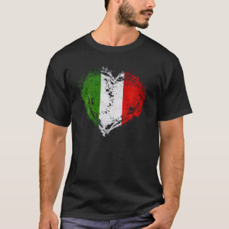 T-shirt Vintage Italie Forme cardiaque Drapeau italien Sty