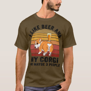 T-shirt Vintage J'Aime Bière & Mon Corgi & Peut-Être 3 Per
