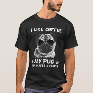 T-shirt Vintage J'Aime Café Carlin Chien 3 Personnes Chiot