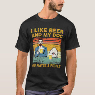 T-shirt Vintage J'Aime La Bière Et Mon Chien Et Peut-Êtr