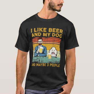 T-shirt Vintage J'Aime La Bière Et Mon Chien Et Peut-Être 